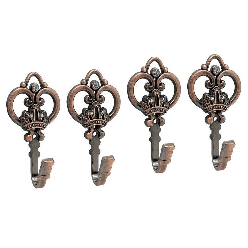 Cucumis Crown Curtain Wall Hooks - Household Clothes Hanging Hooks, Window Drapery Medallion Holdbacks, Curtain Tiebacks, Tassel Holder - 1 Double (Red Copper) - Image 5